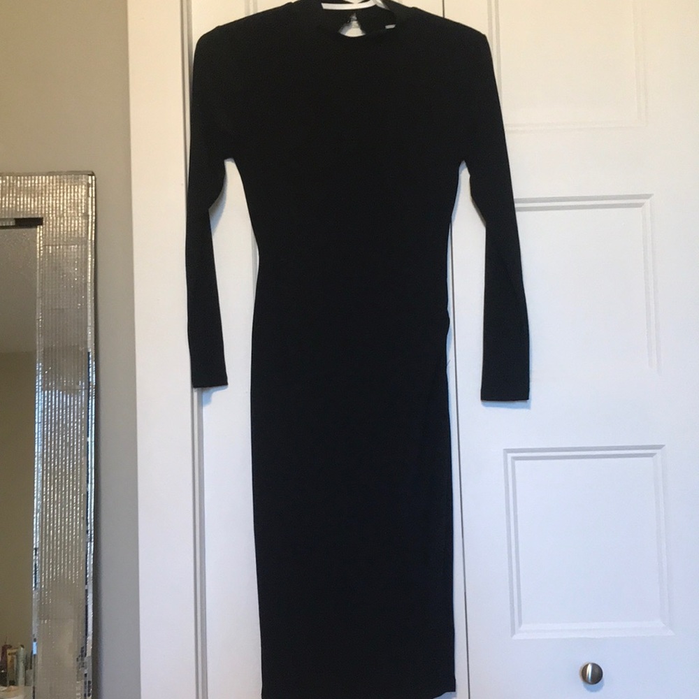 Dance&Marvel black mock neck open back dress